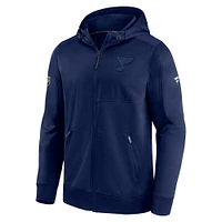 Men's Navy St. Louis Blues Authentic Pro Travel & Training Full-Zip Hoodie