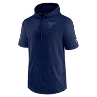 Men's Navy St. Louis Blues Authentic Pro Travel and Training Short Sleeve Pullover Hoodie