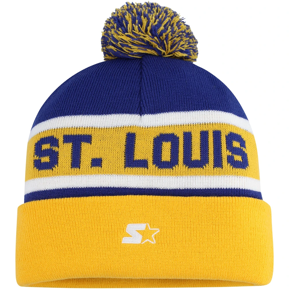 Men's Starter Gold/Blue St. Louis Blues Cuffed Knit Hat with Pom
