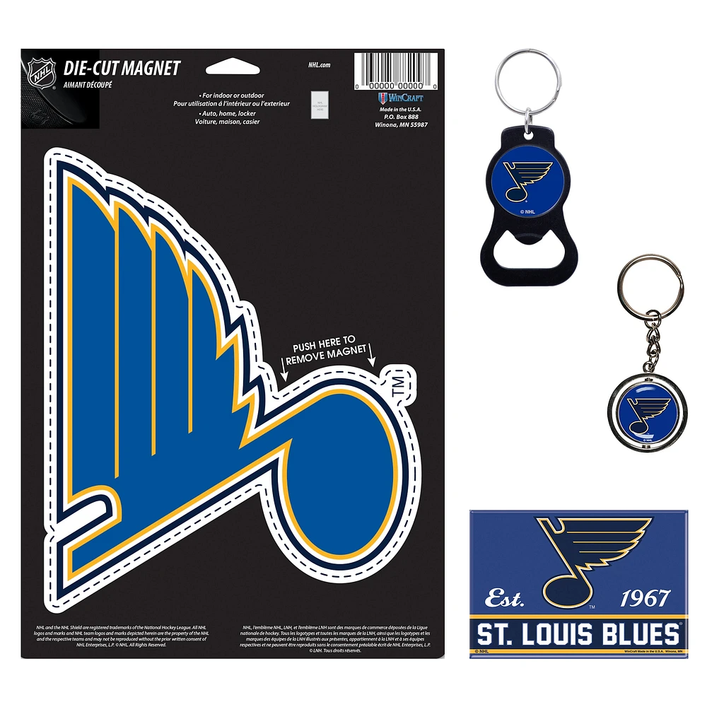 Lot de 4 porte-clés et aimants WinCraft St. Louis Blues
