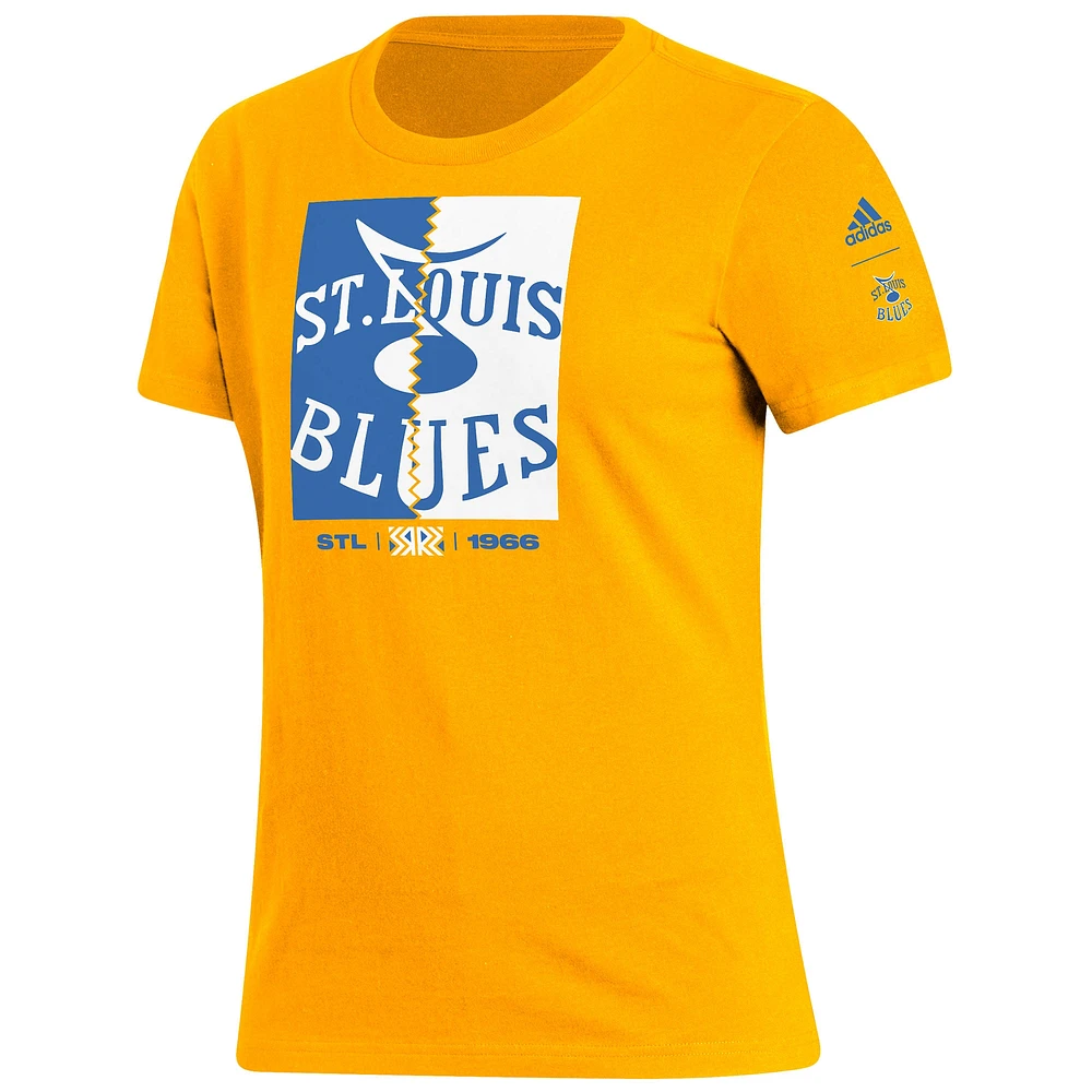 Women's adidas Gold St. Louis Blues Reverse Retro 2.0 Playmaker T-Shirt