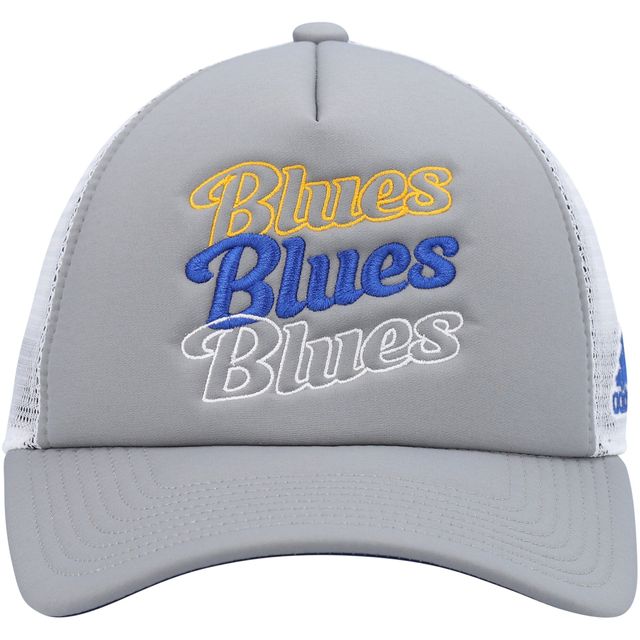 Casquette Snapback de camionneur en mousse adidas St. Louis Blues pour femmes, gris/blanc