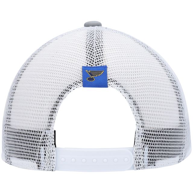 Casquette Snapback de camionneur en mousse adidas St. Louis Blues pour femmes, gris/blanc