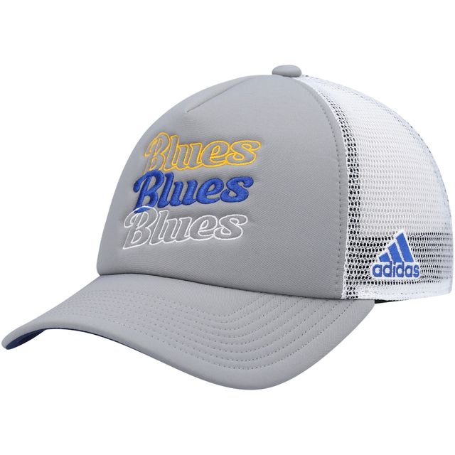 Casquette Snapback de camionneur en mousse adidas St. Louis Blues pour femmes, gris/blanc