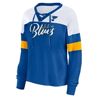 Women's Fanatics Blue St. Louis Blues Take the Shot Long Sleeve Lace-Up V-Neck T-Shirt