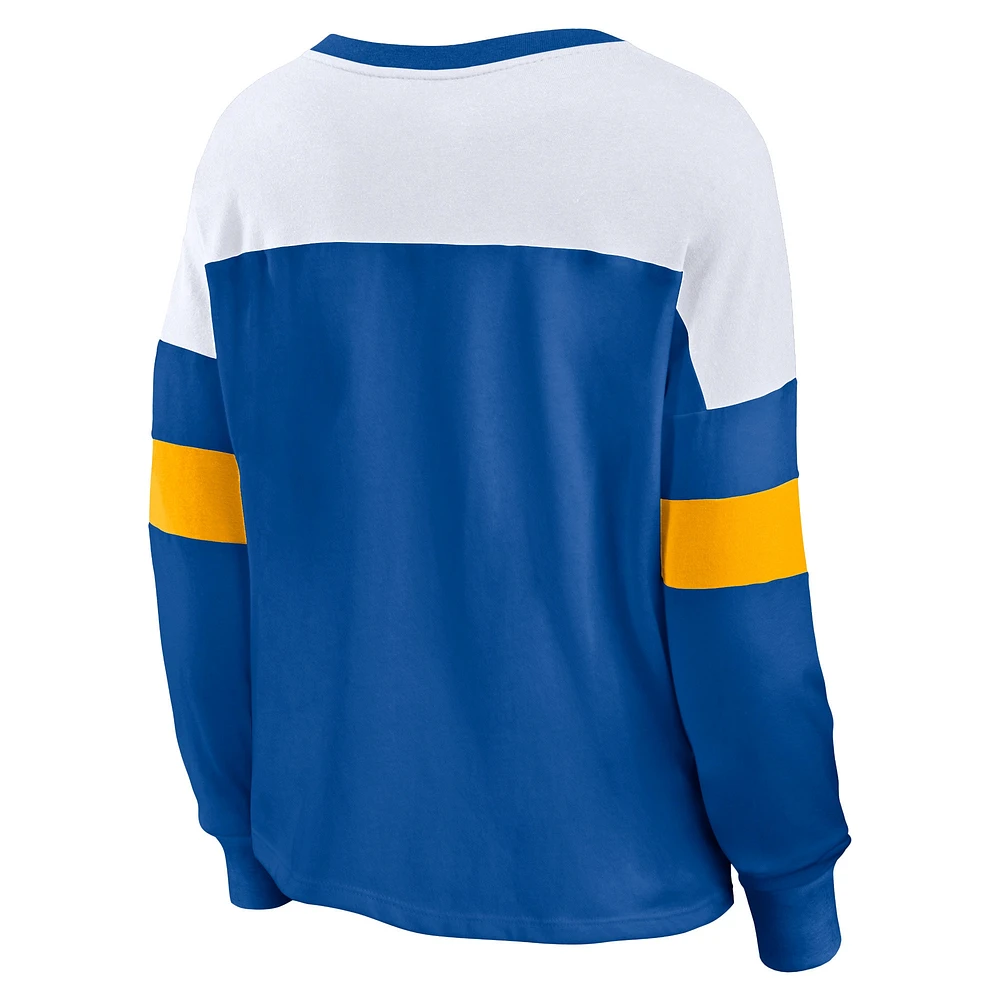 Women's Fanatics Blue St. Louis Blues Take the Shot Long Sleeve Lace-Up V-Neck T-Shirt