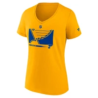 Women's Fanatics Gold St. Louis Blues Authentic Pro Core Collection Secondary Logo V-Neck T-Shirt