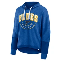 Women's Fanatics Heather Blue St. Louis Blues Lux Lounge Helmet Arch Pullover Hoodie