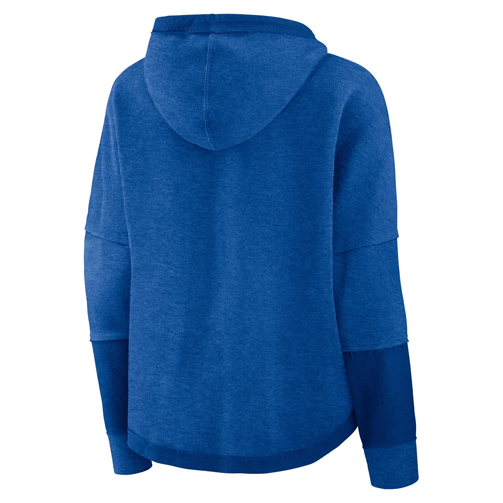 Women's Fanatics Heather Blue St. Louis Blues Lux Lounge Helmet Arch Pullover Hoodie