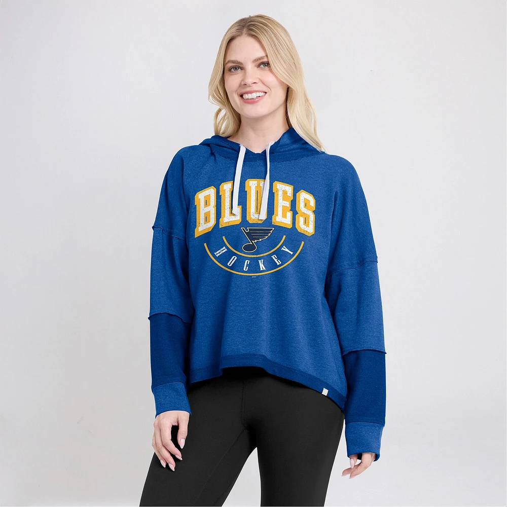 Women's Fanatics Heather Blue St. Louis Blues Lux Lounge Helmet Arch Pullover Hoodie