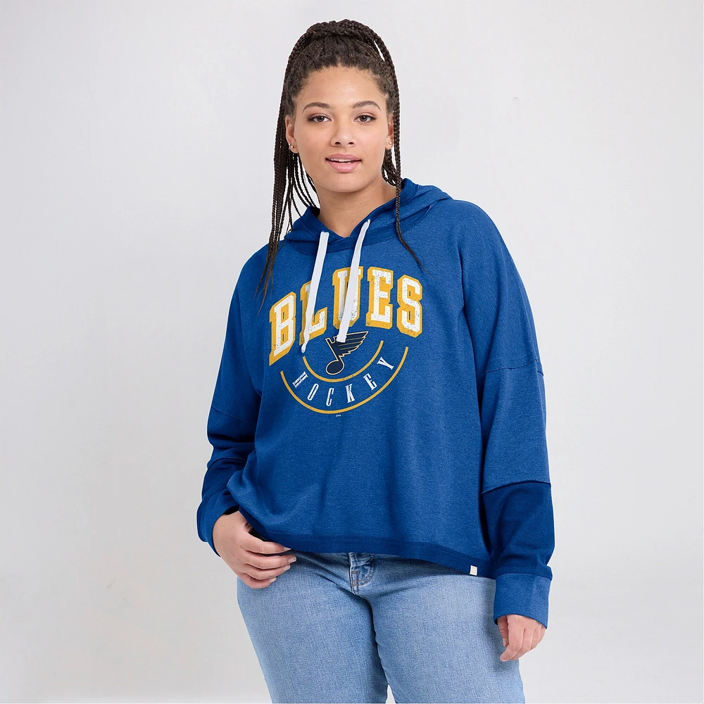 Women's Fanatics Heather Blue St. Louis Blues Lux Lounge Helmet Arch Pullover Hoodie