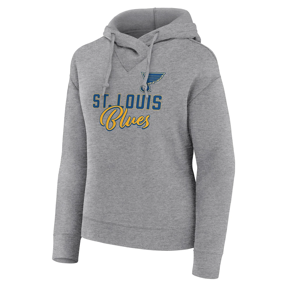 Women's Fanatics Heather Gray St. Louis Blues Script Favorite Pullover Hoodie