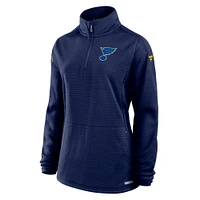 Women's Fanatics  Navy St. Louis Blues Authentic Pro Rink Lightweight Quarter-Zip Pullover Top