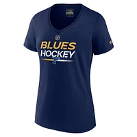 Women's Fanatics  Navy St. Louis Blues Authentic Pro V-Neck T-Shirt