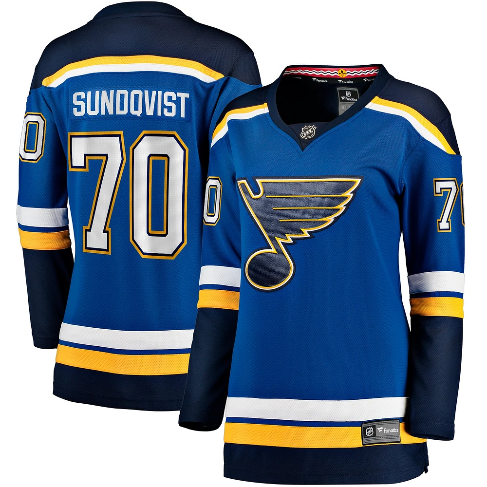 Maillot de joueur échappé à domicile Fanatics Oskar Sundqvist bleu St. Louis Blues pour femmes