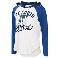 T-shirt léger à capuche G-III Sports by Carl Banks pour femmes, blanc/bleu, St. Louis Blues MVP Raglan