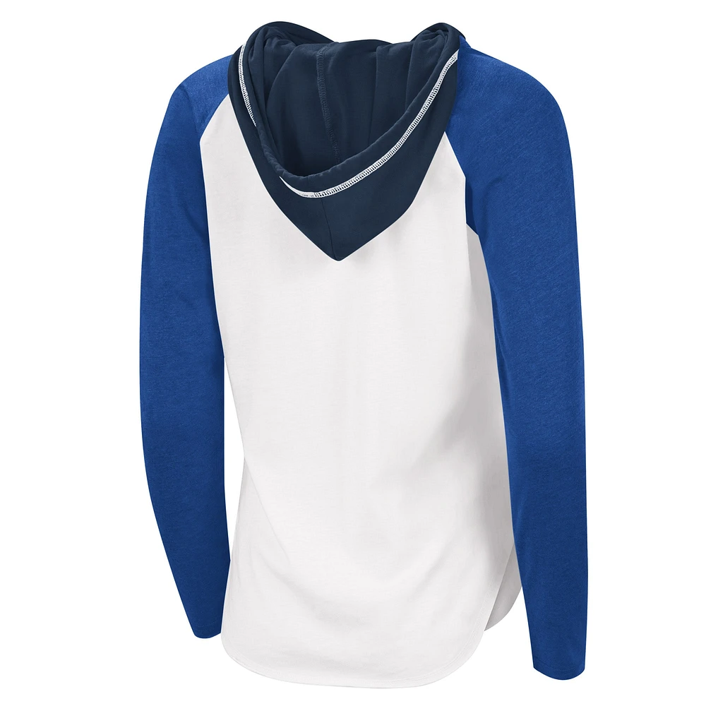 T-shirt léger à capuche G-III Sports by Carl Banks pour femmes, blanc/bleu, St. Louis Blues MVP Raglan