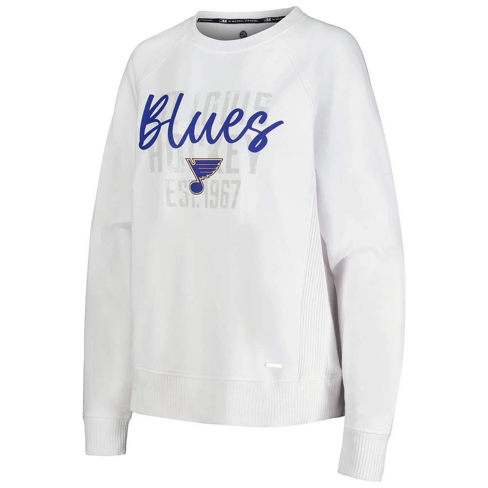 Women's MSX by Michael Strahan White St. Louis Blues Millie Raglan Pullover Sweatshirt