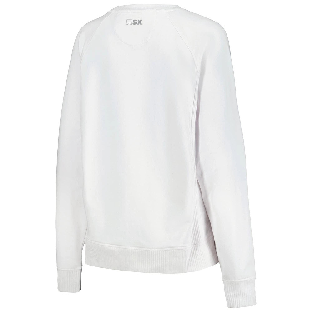 Women's MSX by Michael Strahan White St. Louis Blues Millie Raglan Pullover Sweatshirt