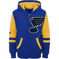 Youth Blue St. Louis Blues Face Off Color Block Full-Zip Hoodie