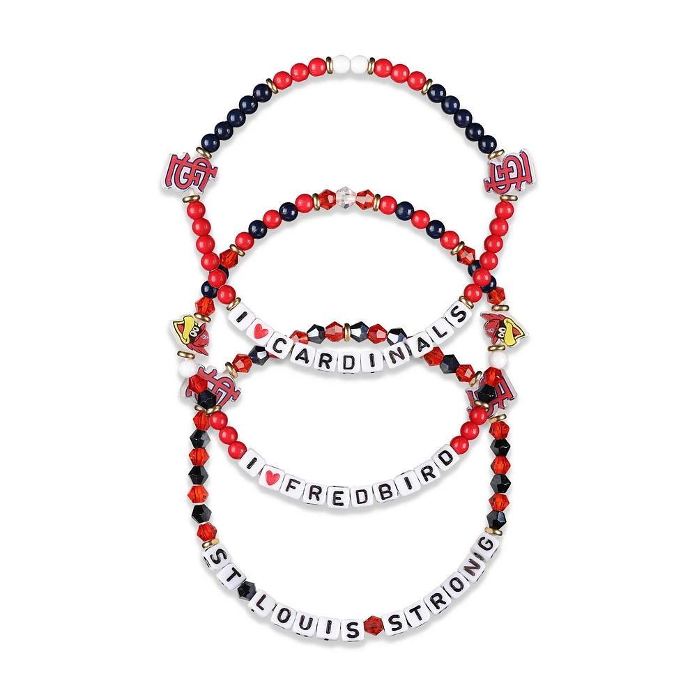 FOCO St. Louis Cardinals 3-Pack Friendship Bracelet Set