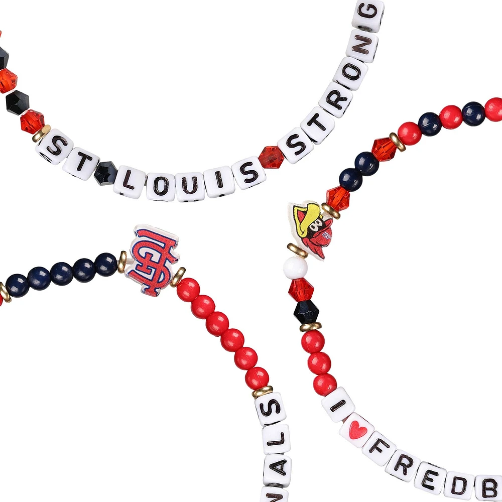 FOCO St. Louis Cardinals 3-Pack Friendship Bracelet Set