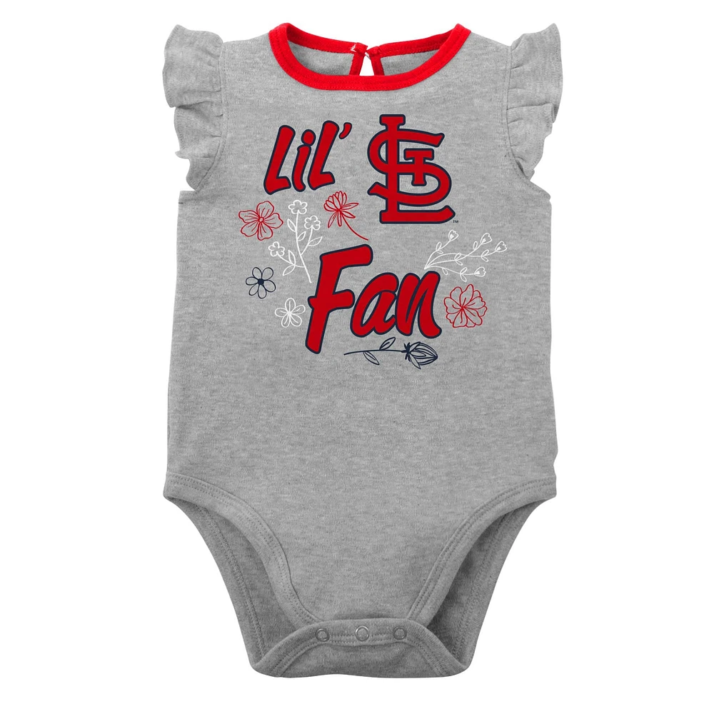 Girls Newborn & Infant Red/Heather Gray St. Louis Cardinals Little Fan Two-Pack Bodysuit Set
