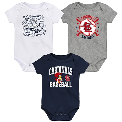 Lot de 3 bodies pour bébé bleu marine St. Louis Cardinals Batter Up