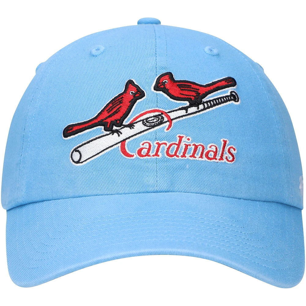 Men's '47 Light Blue St. Louis Cardinals Logo Cooperstown Collection Clean Up Adjustable Hat