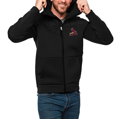 Men's Antigua Black St. Louis Cardinals Protect Full-Zip Hoodie