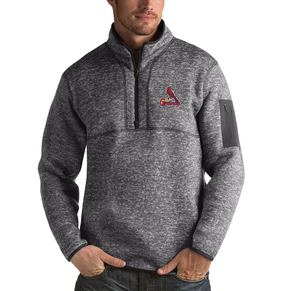 Pull demi-zip Fortune Antigua Heathered Anthracite pour homme des Cardinals de St. Louis