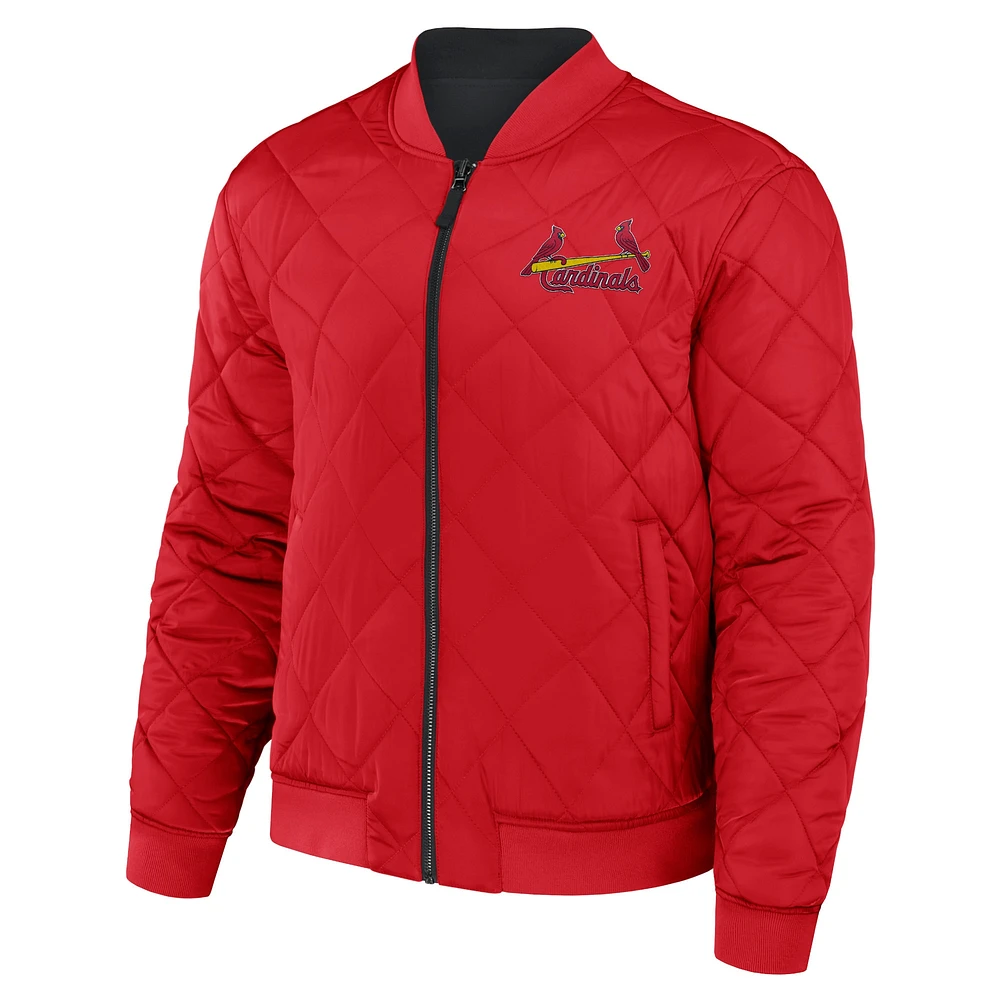 Men's Darius Rucker Collection by Fanatics Black/Red St. Louis Cardinals Reversible Full-Zip Bomber Jacket