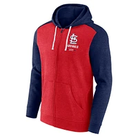 Men's Fanatics Heathered Red/Heathered Navy St. Louis Cardinals Blown Away Full-Zip Hoodie