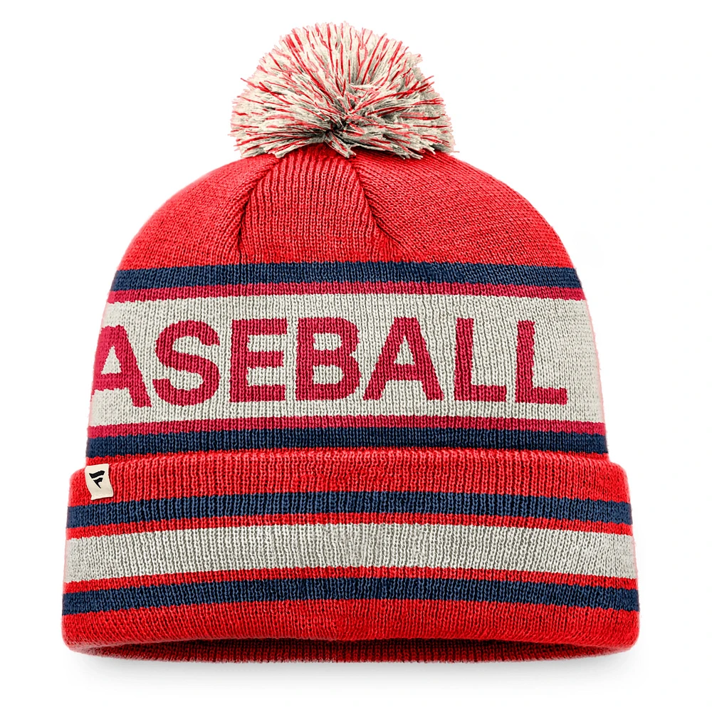 Men's Fanatics Red/Natural St. Louis Cardinals Hometown Slogan Cuffed Knit Hat with Pom