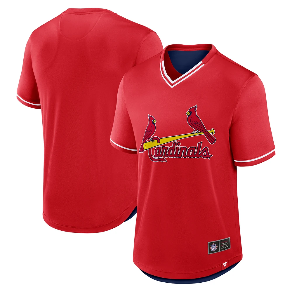 Men's Fanatics  Red St. Louis Cardinals Fantastic Finish V-Neck Fashion T-Shirt