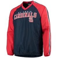 Men's G-III Sports by Carl Banks Navy/Red St. Louis Cardinals Kickoff Raglan V-Neck Pullover Jacket