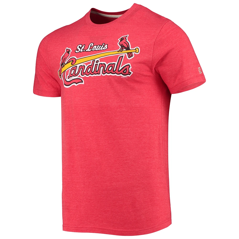 Men's Homage Heather Red St. Louis Cardinals Hand-Drawn Logo Tri-Blend T-Shirt