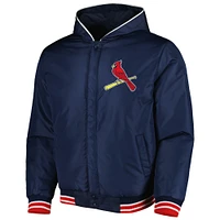 Men's JH Design Navy St. Louis Cardinals Reversible Fleece Full-Snap Hoodie Jacket