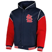 Men's JH Design Navy St. Louis Cardinals Reversible Fleece Full-Snap Hoodie Jacket