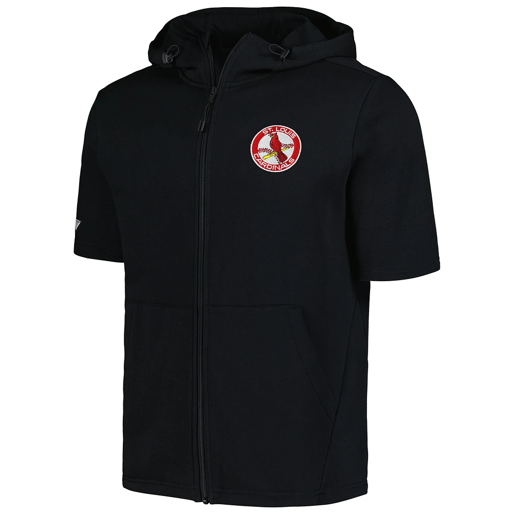 Men's Levelwear Black St. Louis Cardinals Recruit Short Sleeve Full-Zip Hoodie