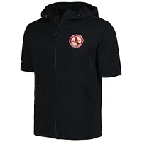 Men's Levelwear Black St. Louis Cardinals Recruit Short Sleeve Full-Zip Hoodie
