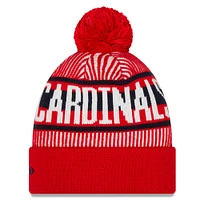 Men's New Era Red St. Louis Cardinals Striped Cuffed Knit Hat - with Pom
