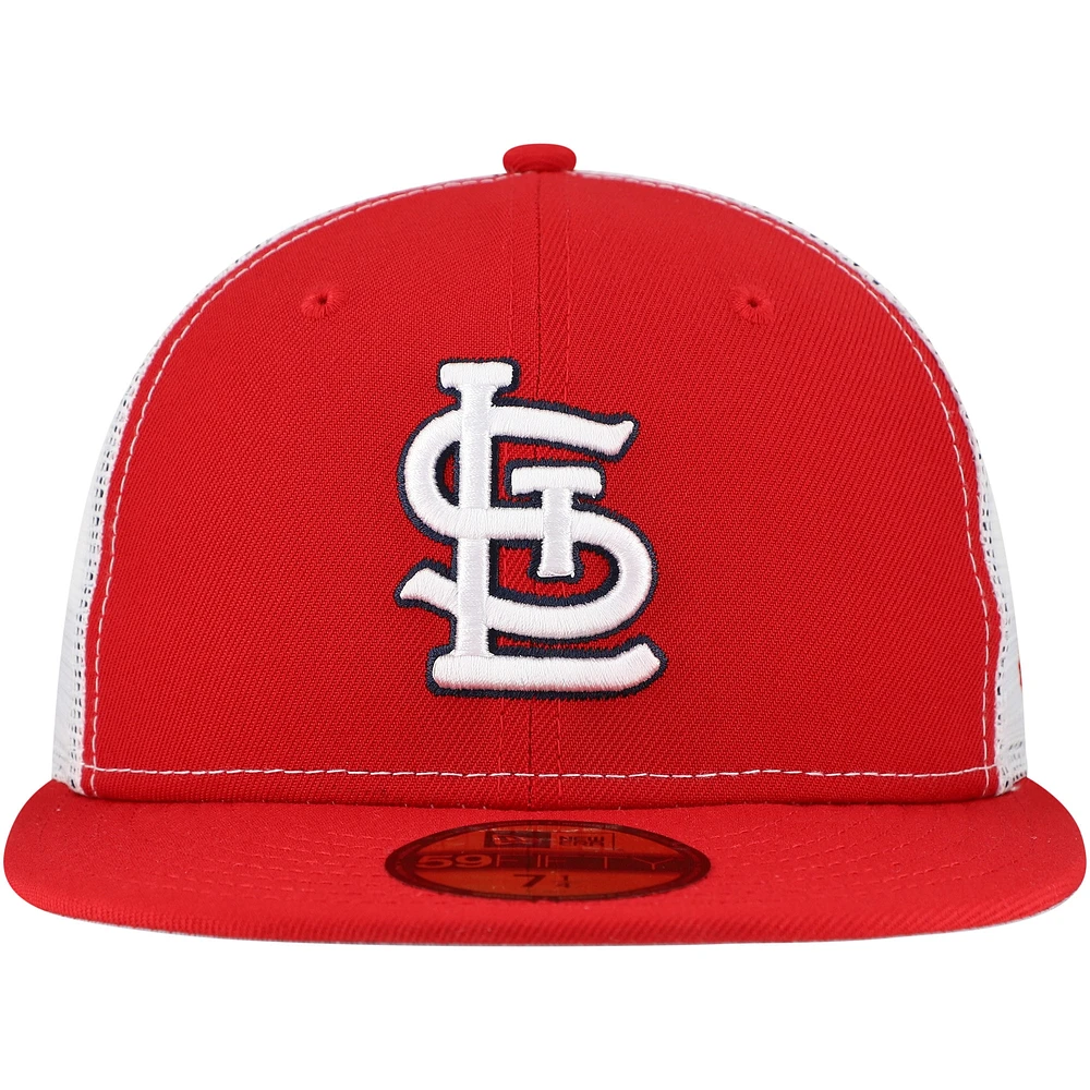 Men's New Era Red St. Louis Cardinals Team Color 59FIFTY Trucker Fitted Hat