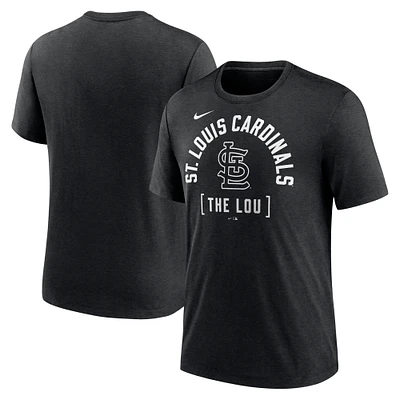 T-shirt Nike Heather Black St. Louis Cardinals Swing Big Tri-Blend pour homme