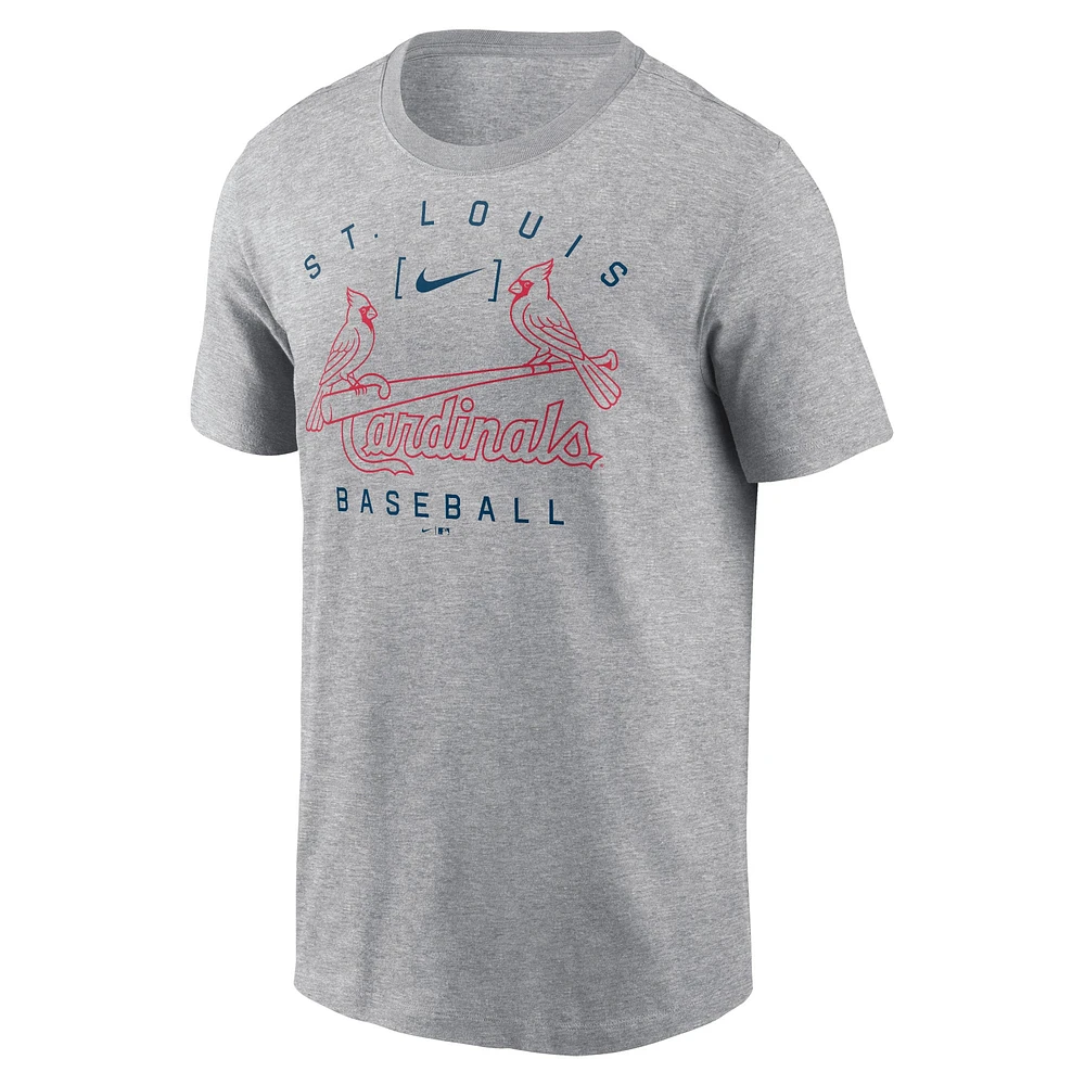 T-shirt Nike Heather Grey St. Louis Cardinals Home Team Athletic Arch pour homme