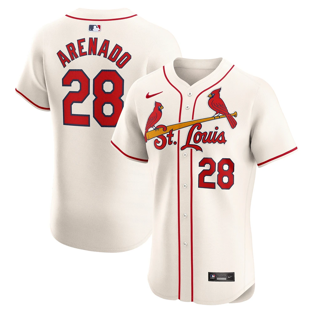 Maillot de joueur alternatif d'élite Nike Nolan Arenado Cream pour homme des Cardinals St. Louis