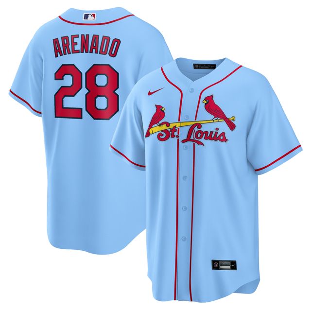 Maillot de joueur officiel alternatif Nike Nolan Arenado bleu clair des Cardinals St. Louis pour homme
