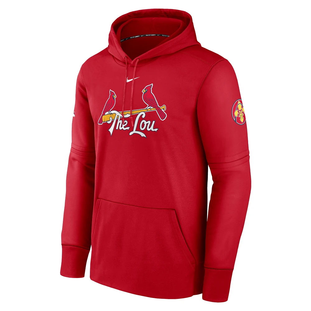 Men's Nike Red St. Louis Cardinals Authentic Collection City Connect Performance Pullover Hoodie