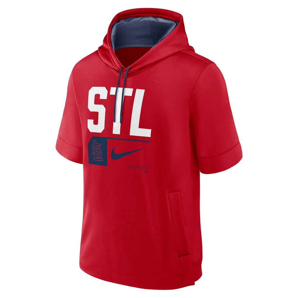 Men's Nike Red St. Louis Cardinals Tri Code Lockup Short Sleeve Pullover Hoodie