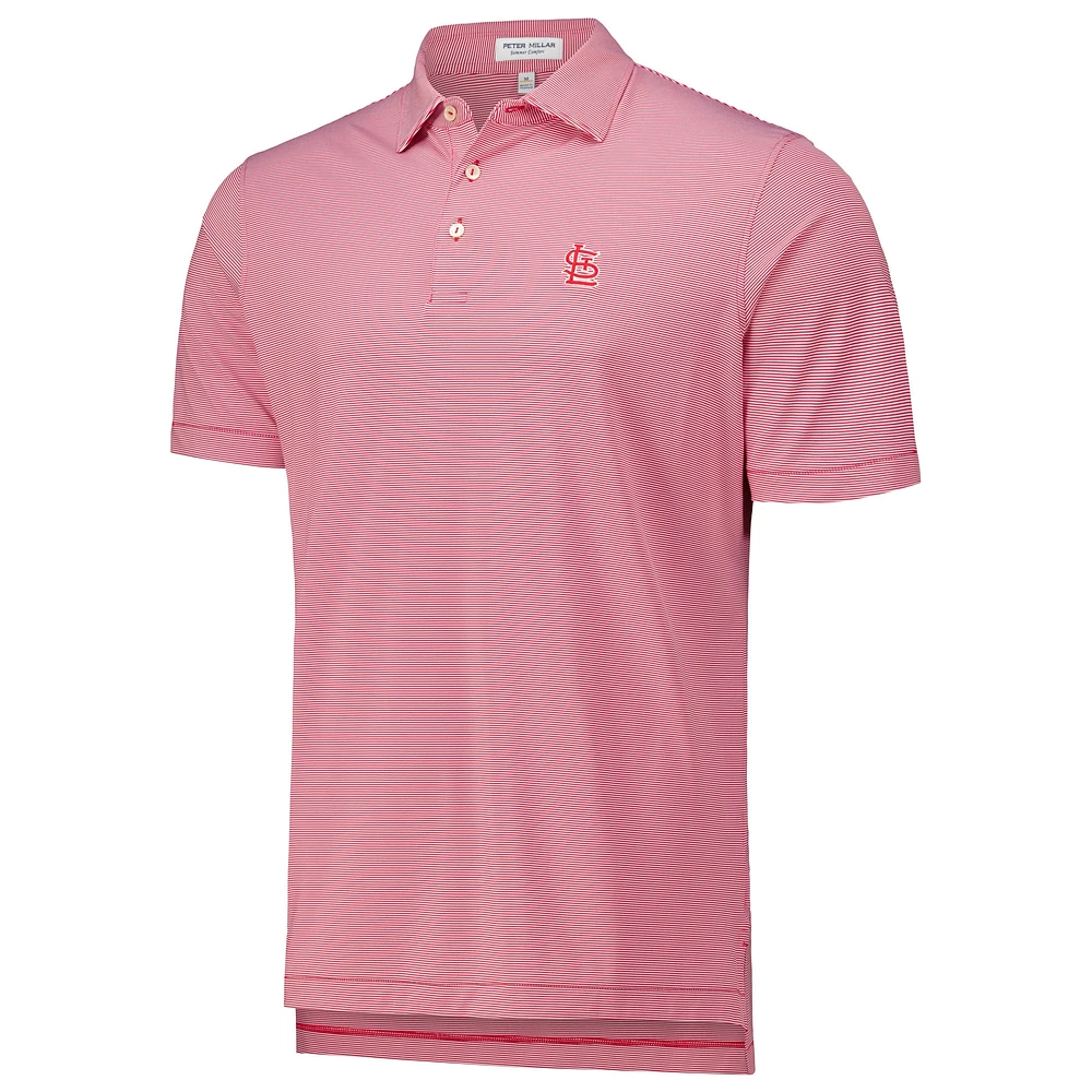 Men's Peter Millar Red St. Louis Cardinals Jubilee Stripe Stretch Jersey Polo